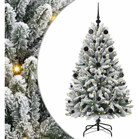 Künstlicher Weihnachtsbaum Grün und Weiß 150 cm PVC und Metall vidaXL