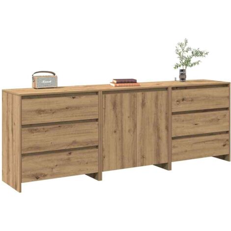 3-tlg. Sideboard Artisan-Eiche Holzwerkstoff vidaXL