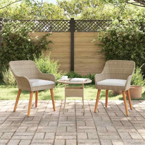 Gartenstuhl 2 pcs Beige 55 x 62,5 x 82 cm Poly-Rattan vidaXL