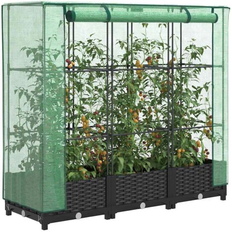 Hochbeet mit Gewächshausabdeckung Rattanoptik 120x40x123 cm vidaXL