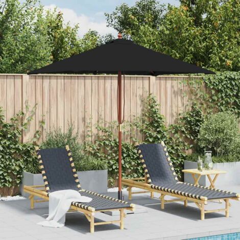 Sonnenschirm mit Holzmast Schwarz 150x200 cm vidaXL