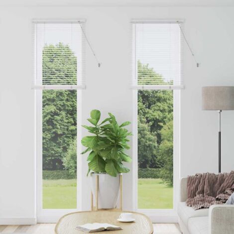 Fensterjalousie mit Vorhängen Weiß Aluminium vidaXL