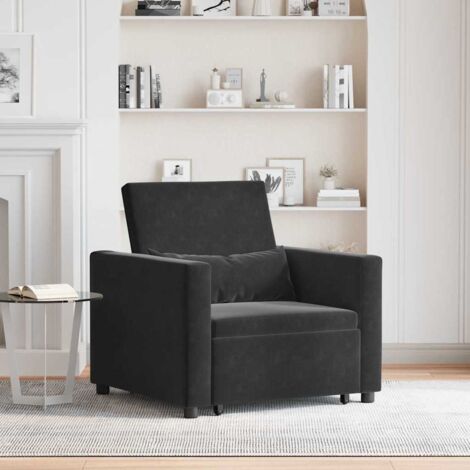 Einzel-Schlafsofa mit Rädern Schwarz 90 x 165 x 87 cm Samt vidaXL