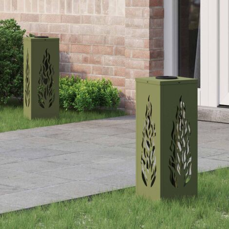vidaXL  Solar LED Pathway Light  2 pcs Olive Green Cold Rolled Steel