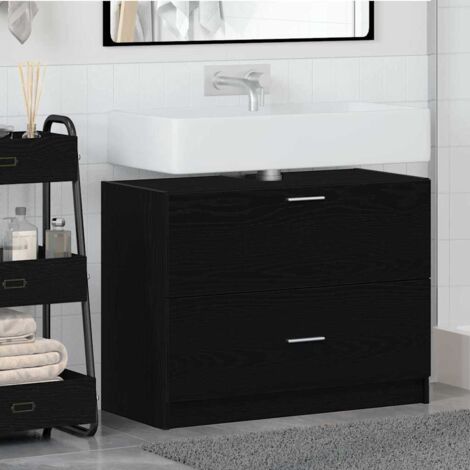 Waschbeckenschrank Schwarz Eiche 78x37x59 cm Holzwerkstoff vidaXL135639