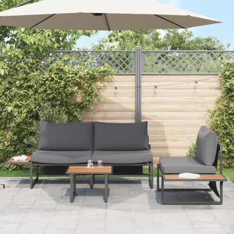 vidaXL  Garden Dining Set  3 pcs Anthracite Steel