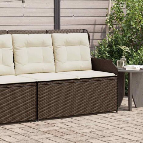 vidaXL Verstellbare Gartenbank mit braunen Kissen aus geflochtener Kunstfaser