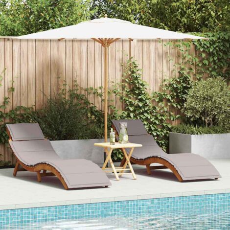 Sonnenliege 2 pcs Taupe 184 x 55 x 64cm Massivholz Akazie vidaXL