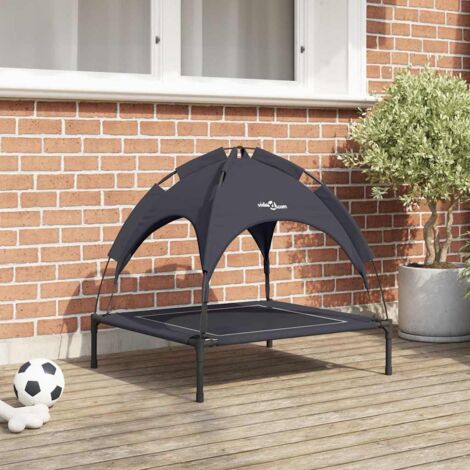 Erhoogtes Hundebett mit abnehmbarem Dach Schwarz M Stahl vidaXL155243