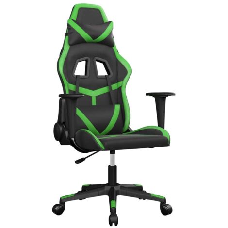 vidaXL Massage Gaming Chair Black and Green Faux Leather