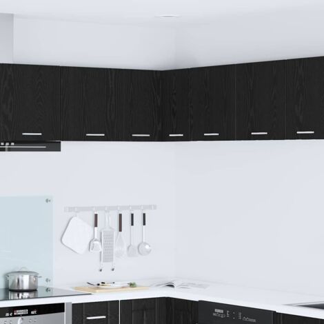 vidaXL  Hanging Cabinet  Black Oak and White 57 x 57 x 40 cm