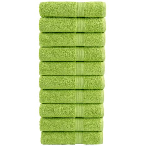 vidaXL Premium Hand Towels "SOLUND" 10 pcs Apple Green 50x100 cm 600 gsm