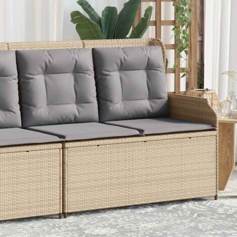 Gartenbank Verstellbar mit Kissen Beige Poly Rattan vidaXL753669
