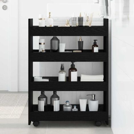 vidaXL  Narrow Storage Trolley  Black Oak 60 x 20 x 82 cm