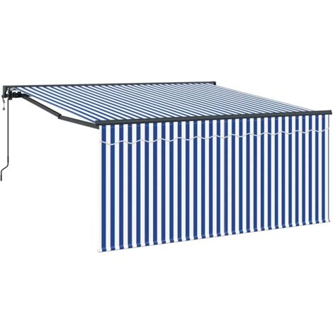 Einziehbare Markise Blau und weiß 300 x 250 cm Stoff vidaXL (1/5)