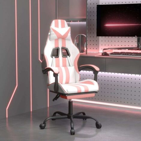 Gaming-Stuhl mit Fußstütze Weiß und Rosa Kunstleder vidaXL