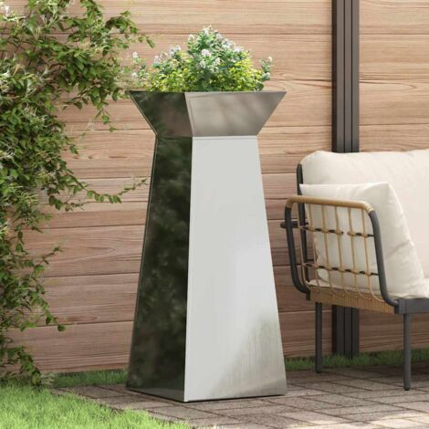 Säulen Pflanzer 2 pcs Silber 40 x 40 x 100 cm Stahl vidaXL