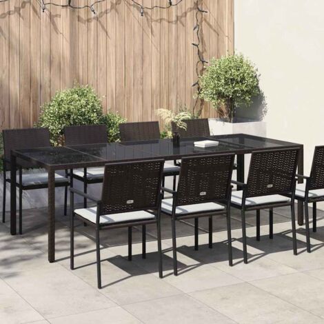 Gartentisch Braun 250 x 100 x 75 cm Poly-Rattan vidaXL