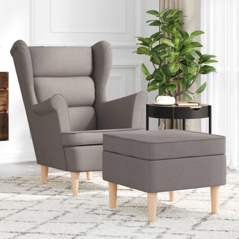 Sessel mit Fußhocker Taupe Stoff vidaXL