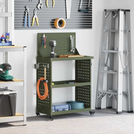 vidaXL Tool Trolley Olive Green 65 x 35 x 111 cm Cold-rolled Steel