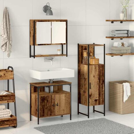 3-teiliges Badezimmermöbelset Altes Holz vidaXL368856 (1/5)
