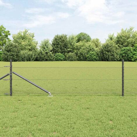 Zaun mit Pfosten Grau 0,8 x 50 m PVC-beschichteter Stahl vidaXL