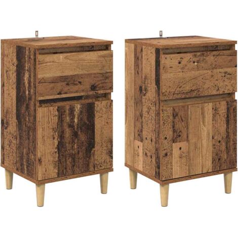 vidaXL Bedside Cabinet 2 pcs Old Wood 40 x 35 x 70 cm Engineered Wood