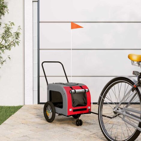 Fahrradanhänger für Haustiere Rot und Grau 124.5 x 63.5 x 53 cm vidaXL