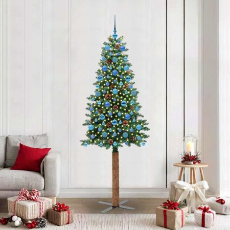 Schlanker Weihnachtsbaum mit 300 LEDs mit Ständer Grün 210 cm vidaXL