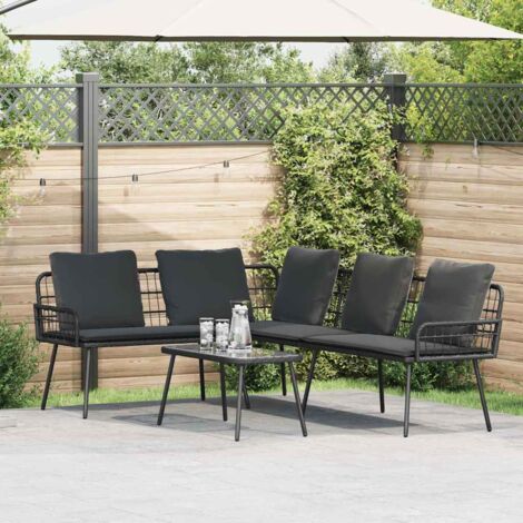 Sofa L-Form Schwarz 231x173x78 cm Poly Rattan vidaXL324252