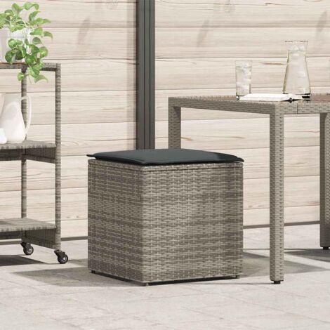 Kissenbox mit Speicher Grau 50 x 50 x 50 cm Poly-Rattan vidaXL