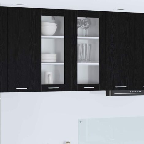 vidaXL  Hanging Cabinet  2 pcs Black Oak 40 x 31 x 80 cm Engineered Wood