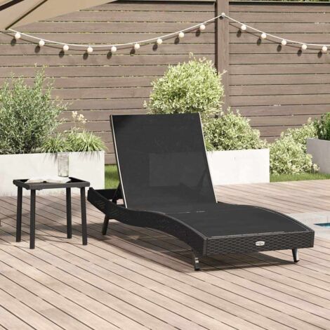 vidaXL  Sun Lounger  2 pcs Black Poly Rattan (1/5)