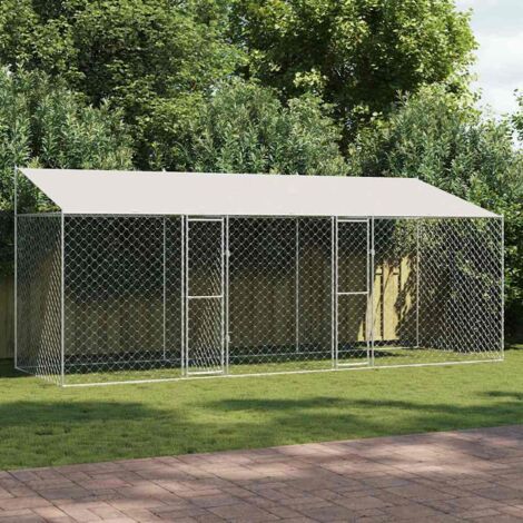 Hundekäfig Silber 600 x 200 x 256 cm Verzinkter Stahl vidaXL