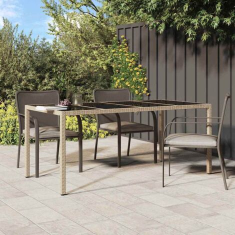 Gartentisch Beige 190x90x75 cm Poly-Rattan vidaXL287516