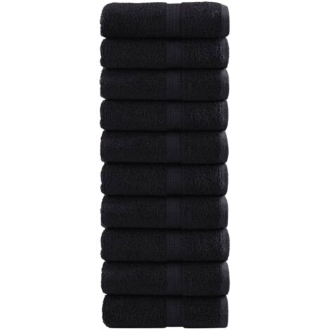 vidaXL Premium Guest Towels "SOLUND" 10 pcs Black 30x50 cm 600 gsm