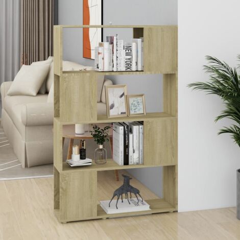 vidaXL Book Cabinet Room Divider Sonoma Oak 80x24x124,5 cm Engineered Wood (1/5)