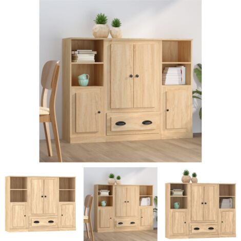 Highboards 3 Stk. Sonoma-Eiche Holzwerkstoff vidaXL
