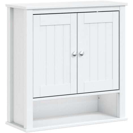 vidaXL Bathroom Wall Cabinet "BERG" White 69,5x27x71,5 cm Solid Wood