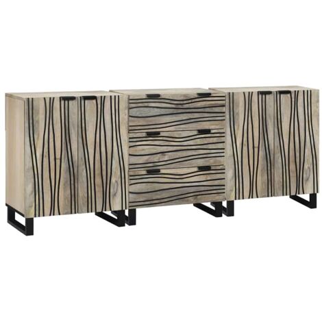 Badezimmermöbel Set mit Regal 3 pcs Weiß Massives Mango-Holz vidaXL (1/5)
