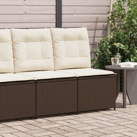vidaXL Reclining Garden Sofa with Cushions Brown Poly Rattan