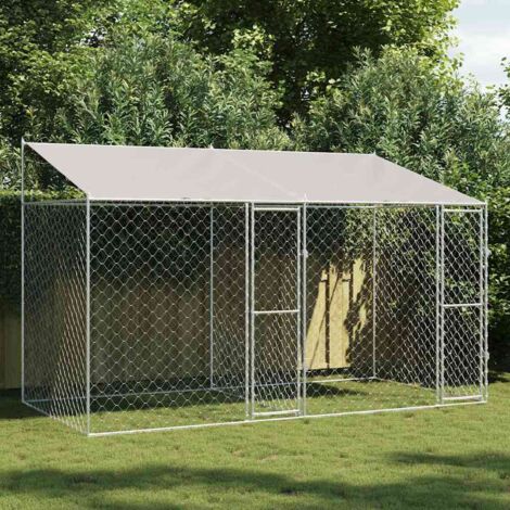 Hundekäfig Silber 400 x 200 x 256 cm Verzinkter Stahl vidaXL