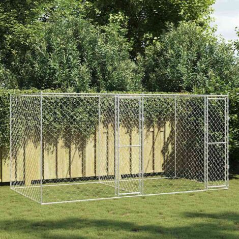 Hundekäfig Silber 400 x 200 x 200 cm Verzinkter Stahl vidaXL