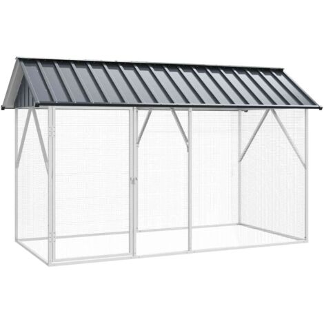 vidaXL Vogelkäfig Anthrazit 227 x 112 x 141 cm Verzinkter Stahl