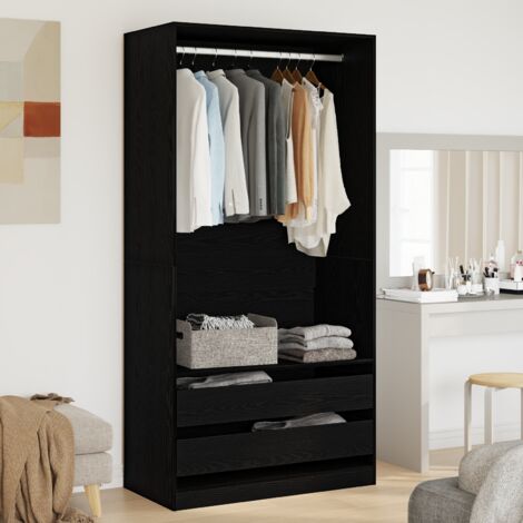 Kleiderschrank in Schwarz und Eiche, 100x50x200 cm, aus Holzwerkstoff vidaXL530295