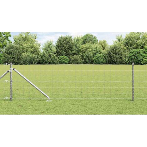 Zaun mit Pfosten Silber 0,8 x 10 m Stahl vidaXL