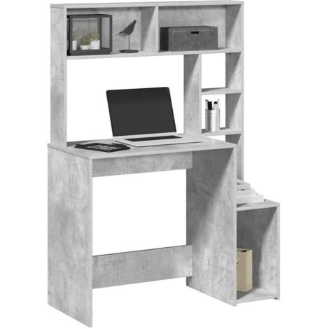 Schreibtisch mit Regal Betongrau 100x45x140 cm Holzwerkstoff vidaXL