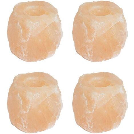 vidaXL  Salt Stone Tealight Holders  Pink Rock Salt (1/4)
