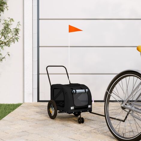 vidaXL Pet Bike Trailer Black Oxford Fabric and Iron