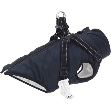 vidaXL  Dog Coat  Navy Blue L32 Fleece and Polyester